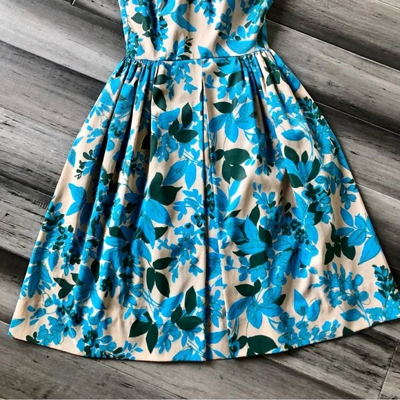 Vintage 1950's-60's Stacey Ames Pleated Neck Sleeveless Floral Sun Dress - Picture 4 of 16